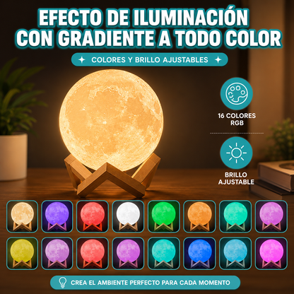 Lámpara Luna 3D Relajante RGB