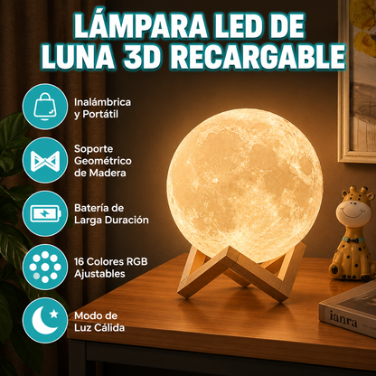 Lámpara Luna 3D Relajante RGB