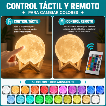 Lámpara Luna 3D Relajante RGB