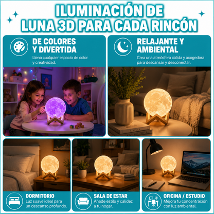 Lámpara Luna 3D Relajante RGB