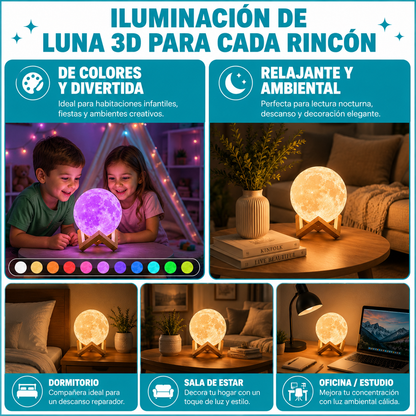 Lámpara Luna 3D Relajante RGB