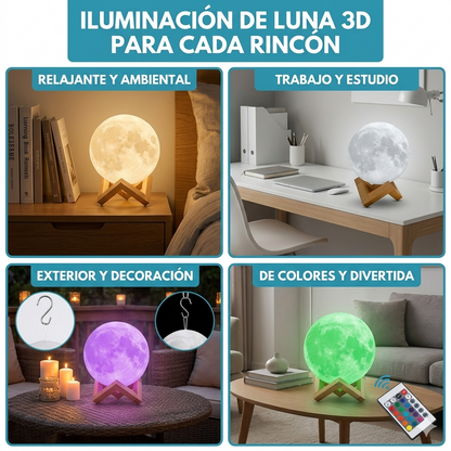 Lámpara Luna 3D Relajante RGB